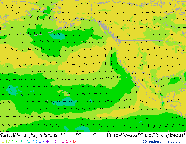 Vento 10 m GFS ENS gio 10.10.2024 18 UTC