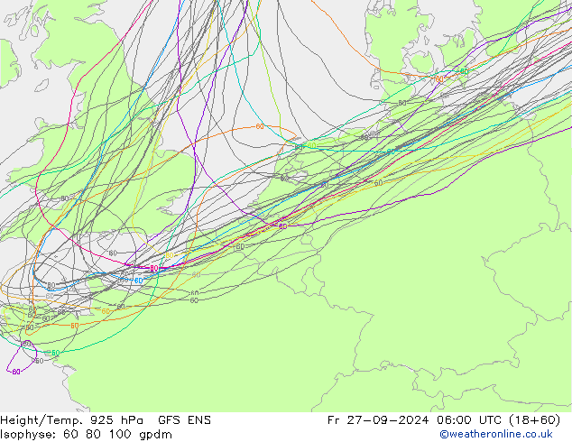 Height/Temp. 925 hPa GFS ENS Fr 27.09.2024 06 UTC