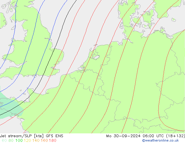 Corriente en chorro GFS ENS lun 30.09.2024 06 UTC