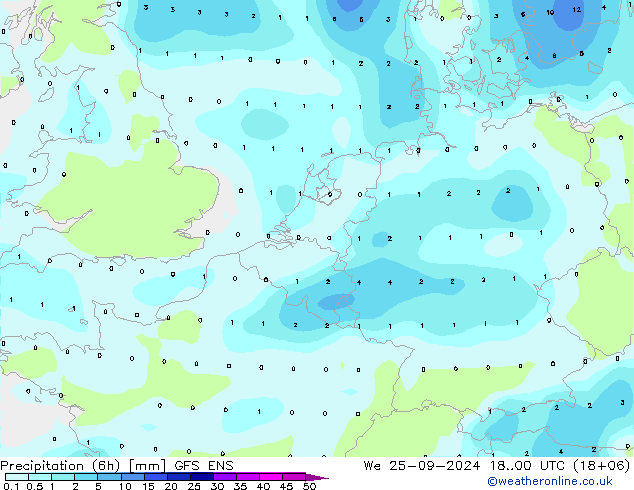 Précipitation (6h) GFS ENS mer 25.09.2024 00 UTC