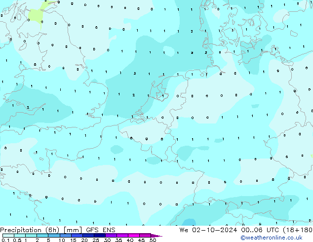 Precipitación (6h) GFS ENS mié 02.10.2024 06 UTC