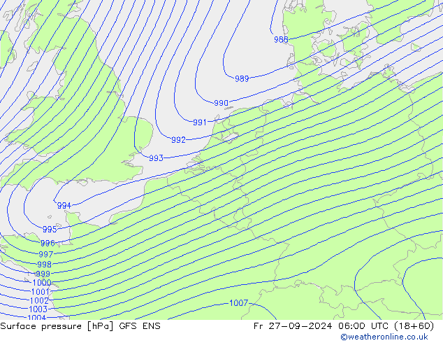 pressão do solo GFS ENS Sex 27.09.2024 06 UTC