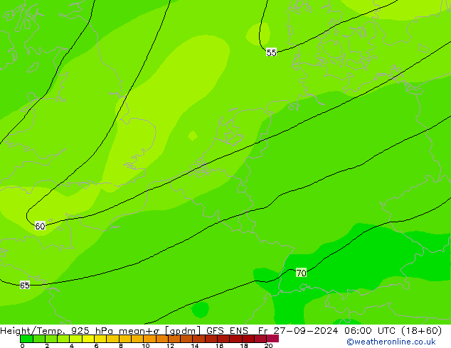 Height/Temp. 925 hPa GFS ENS Fr 27.09.2024 06 UTC