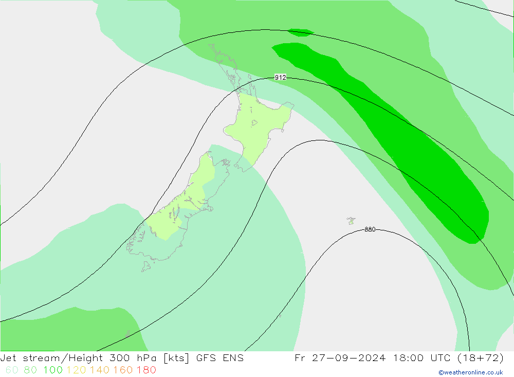 Jet stream/Height 300 hPa GFS ENS Fr 27.09.2024 18 UTC