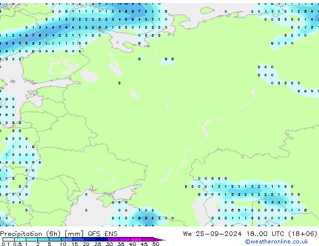 Precipitação (6h) GFS ENS Qua 25.09.2024 00 UTC