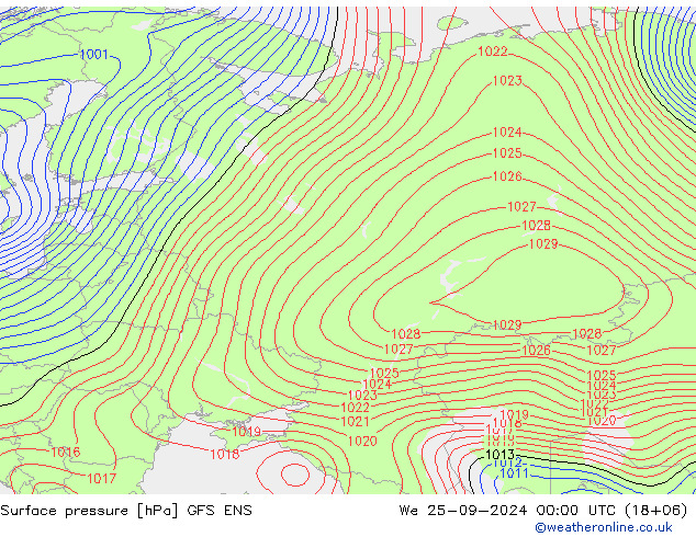 Yer basıncı GFS ENS Çar 25.09.2024 00 UTC