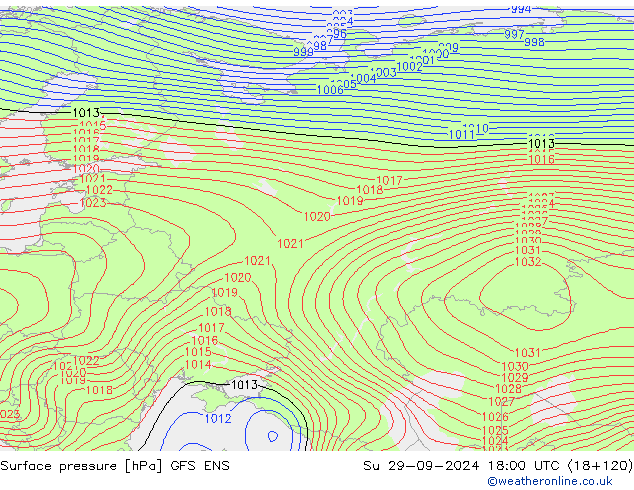 ciśnienie GFS ENS nie. 29.09.2024 18 UTC