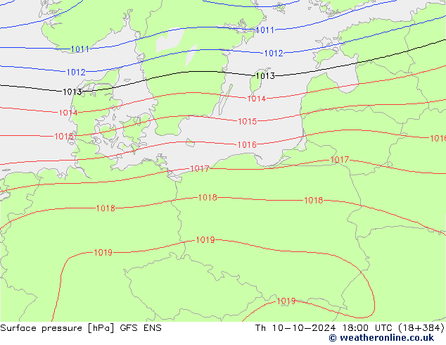 Surface pressure GFS ENS Th 10.10.2024 18 UTC