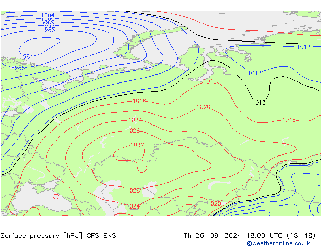 Pressione al suolo GFS ENS gio 26.09.2024 18 UTC