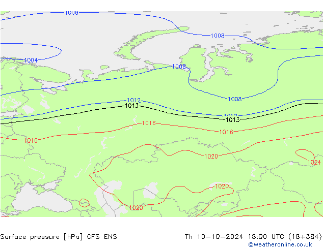 pression de l'air GFS ENS jeu 10.10.2024 18 UTC