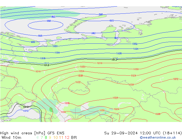 High wind areas GFS ENS dom 29.09.2024 12 UTC