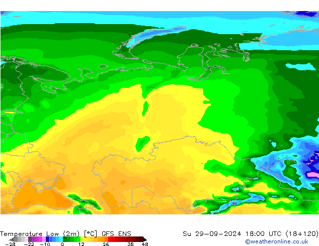 Темпер. мин. (2т) GFS ENS Вс 29.09.2024 18 UTC