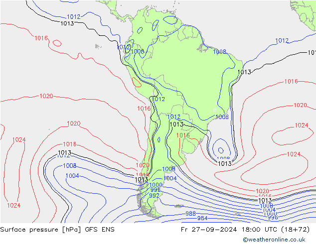 Surface pressure GFS ENS Fr 27.09.2024 18 UTC