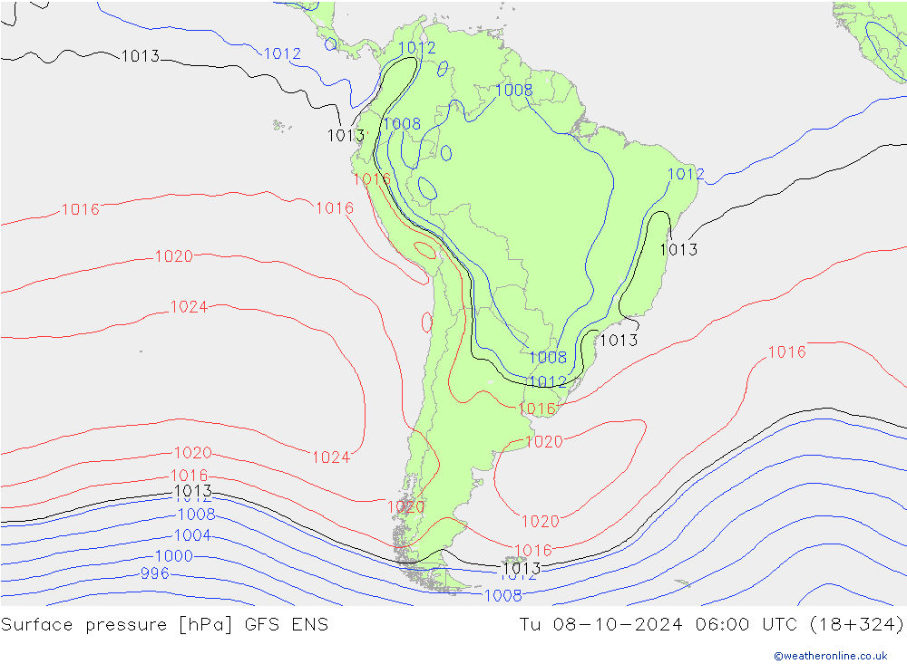 Yer basıncı GFS ENS Sa 08.10.2024 06 UTC