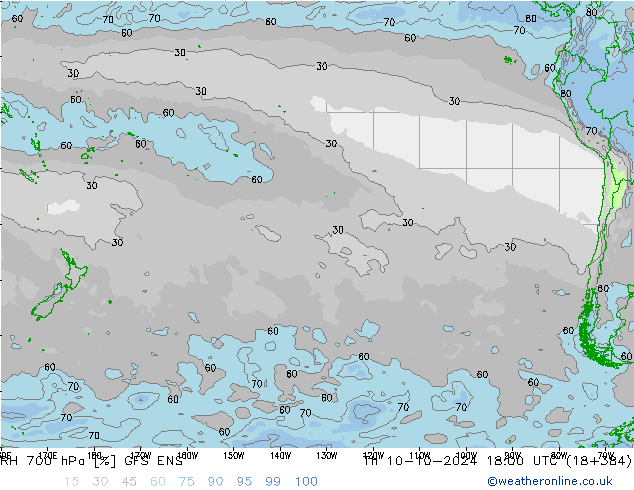 RH 700 гПа GFS ENS чт 10.10.2024 18 UTC