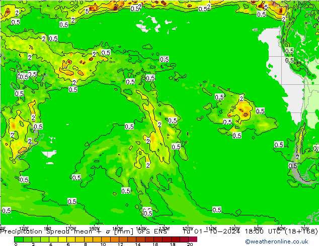 осадки Spread GFS ENS вт 01.10.2024 18 UTC