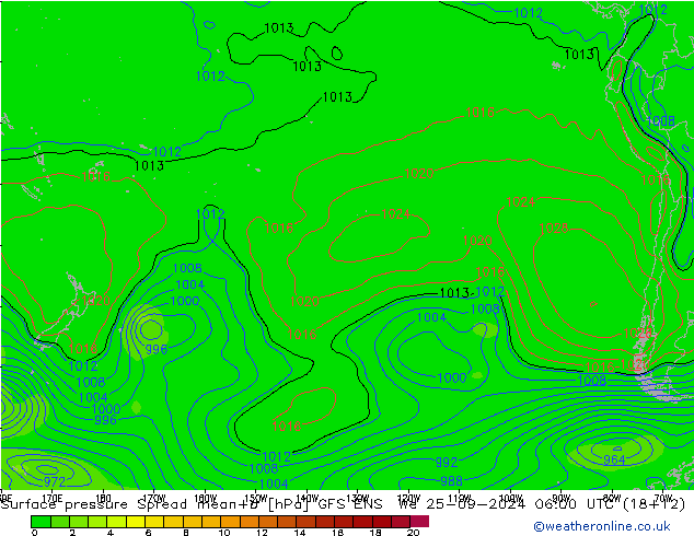 ciśnienie Spread GFS ENS śro. 25.09.2024 06 UTC