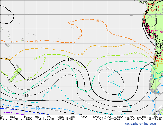 Height/Temp. 850 гПа GFS ENS вт 01.10.2024 18 UTC