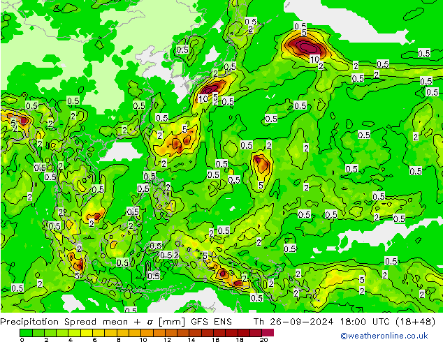 Precipitation Spread GFS ENS Th 26.09.2024 18 UTC