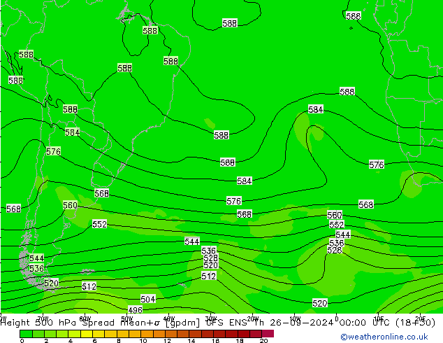 500 hPa Yüksekliği Spread GFS ENS Per 26.09.2024 00 UTC