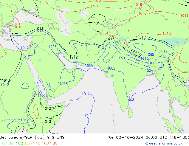 Corrente a getto GFS ENS mer 02.10.2024 06 UTC