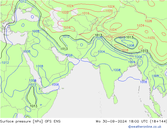 Presión superficial GFS ENS lun 30.09.2024 18 UTC