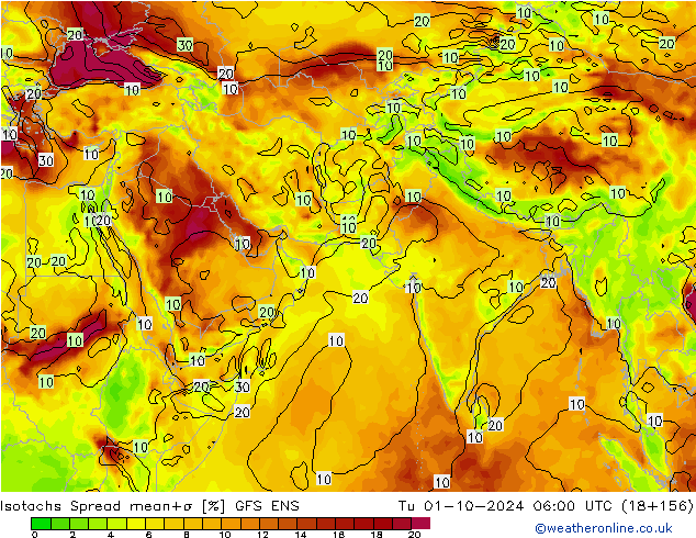 Isotachs Spread GFS ENS Ter 01.10.2024 06 UTC