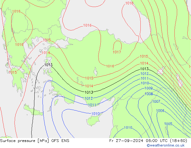 Surface pressure GFS ENS Fr 27.09.2024 06 UTC