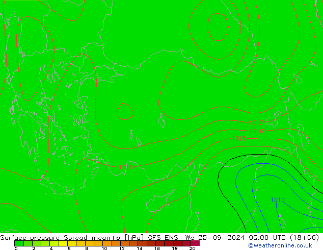 pressão do solo Spread GFS ENS Qua 25.09.2024 00 UTC