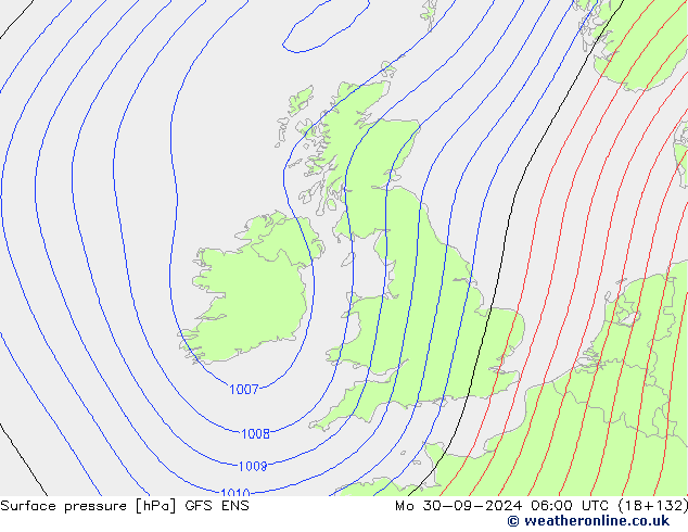 Surface pressure GFS ENS Mo 30.09.2024 06 UTC