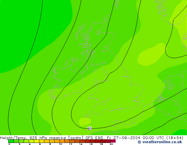 Height/Temp. 925 hPa GFS ENS pt. 27.09.2024 00 UTC