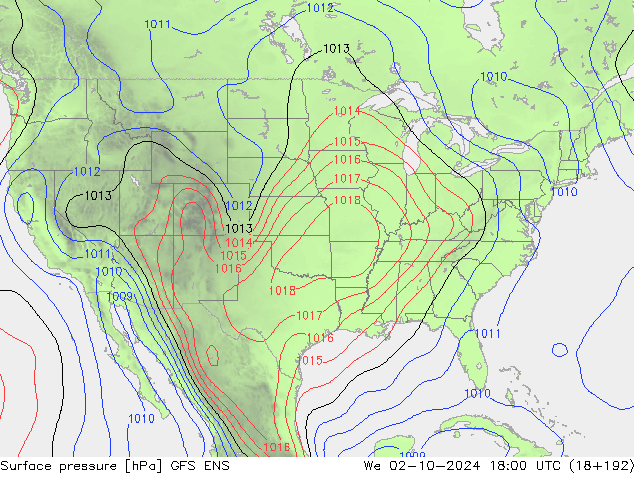 Presión superficial GFS ENS mié 02.10.2024 18 UTC