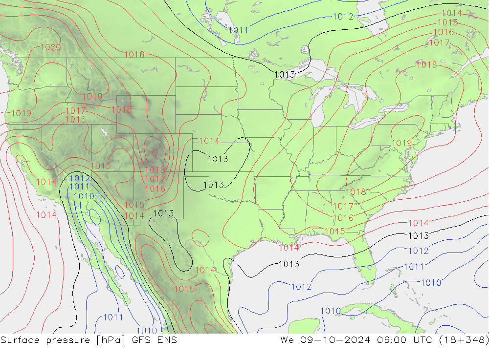 Surface pressure GFS ENS We 09.10.2024 06 UTC