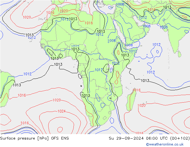 Luchtdruk (Grond) GFS ENS zo 29.09.2024 06 UTC