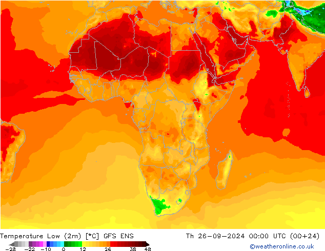 Nejnižší teplota (2m) GFS ENS Čt 26.09.2024 00 UTC