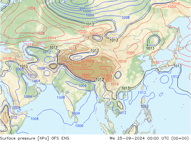 Atmosférický tlak GFS ENS St 25.09.2024 00 UTC