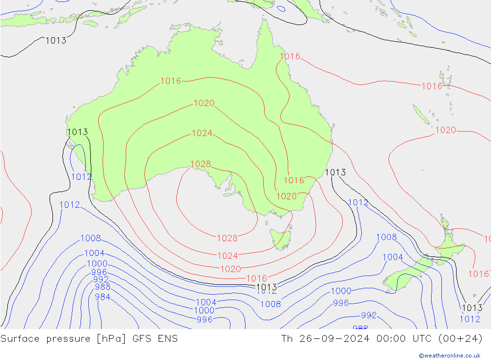 Surface pressure GFS ENS Th 26.09.2024 00 UTC