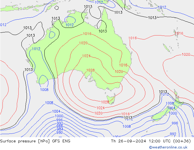 pressão do solo GFS ENS Qui 26.09.2024 12 UTC