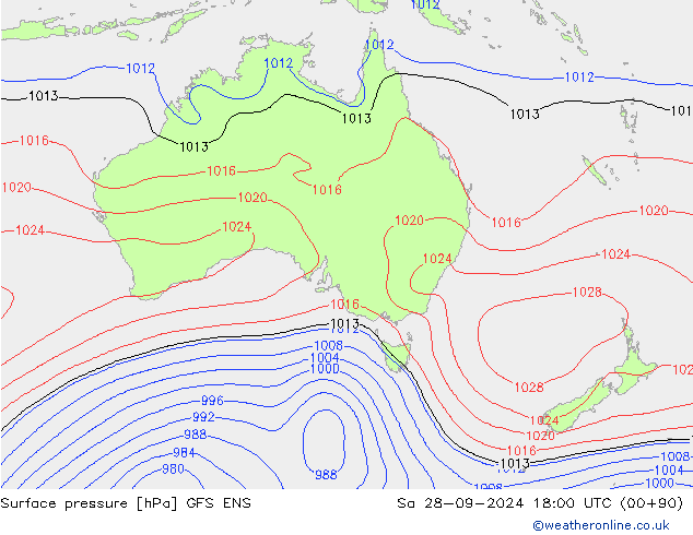 Surface pressure GFS ENS Sa 28.09.2024 18 UTC