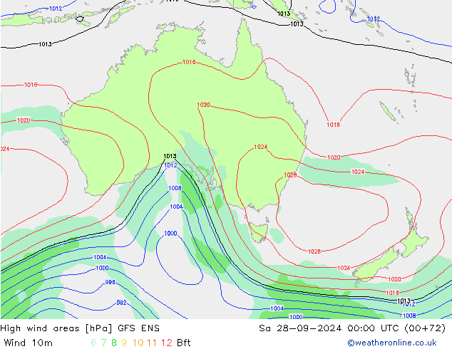 High wind areas GFS ENS Sa 28.09.2024 00 UTC