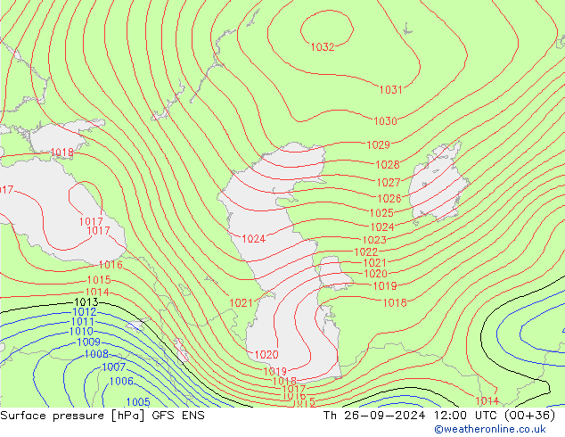 Atmosférický tlak GFS ENS Čt 26.09.2024 12 UTC