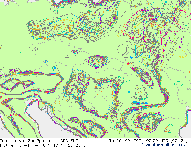 Temperature 2m Spaghetti GFS ENS Th 26.09.2024 00 UTC