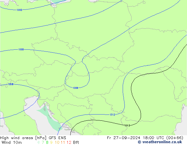 High wind areas GFS ENS ven 27.09.2024 18 UTC