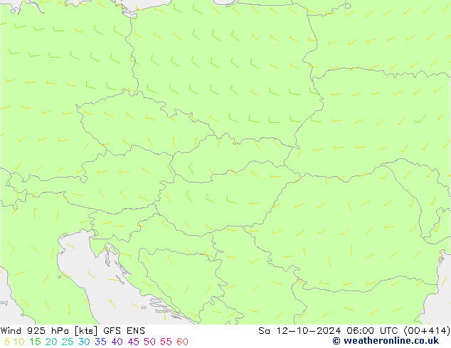 wiatr 925 hPa GFS ENS so. 12.10.2024 06 UTC