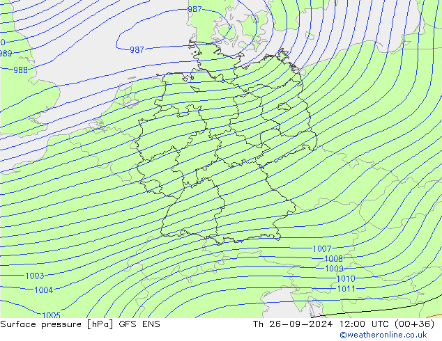 Presión superficial GFS ENS jue 26.09.2024 12 UTC