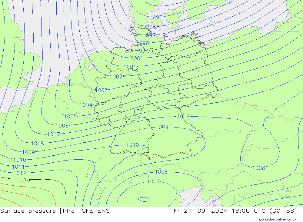 Surface pressure GFS ENS Fr 27.09.2024 18 UTC