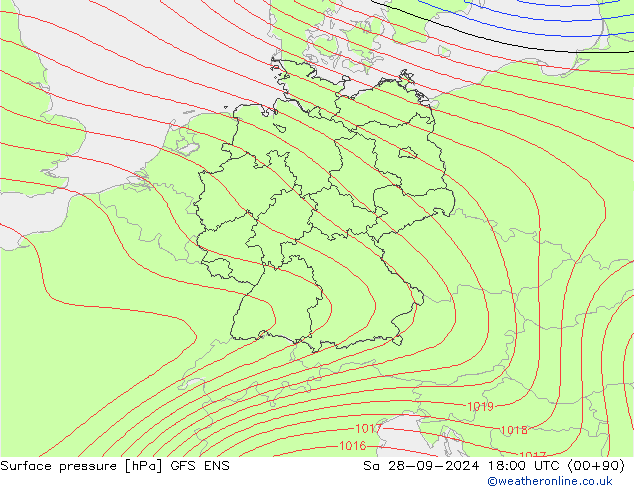 Surface pressure GFS ENS Sa 28.09.2024 18 UTC