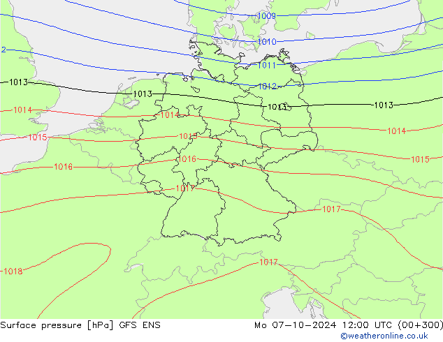 Surface pressure GFS ENS Mo 07.10.2024 12 UTC