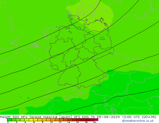 Height 500 hPa Spread GFS ENS gio 26.09.2024 12 UTC