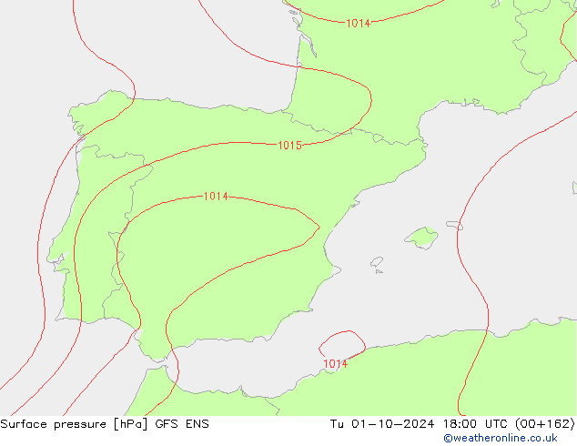 Luchtdruk (Grond) GFS ENS di 01.10.2024 18 UTC